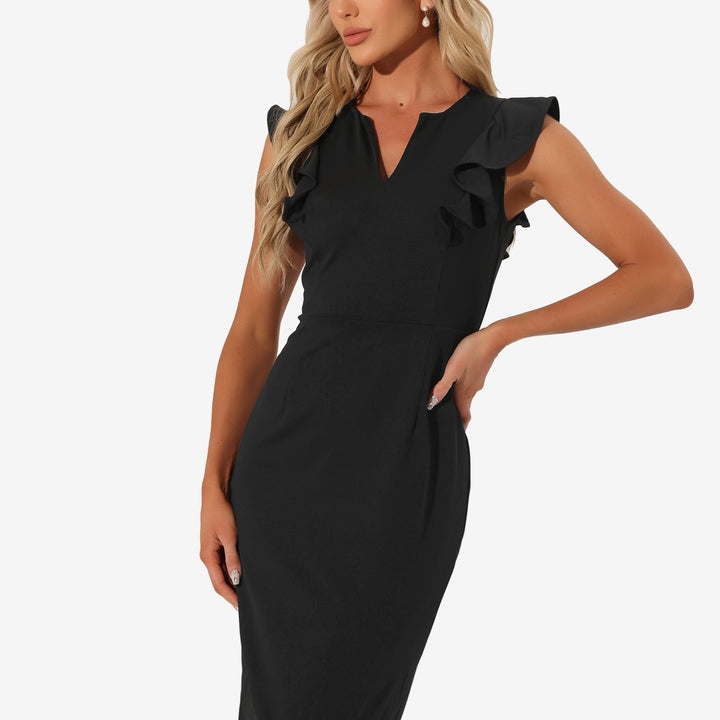 Elegant Black Ruffle Sleeve Dress